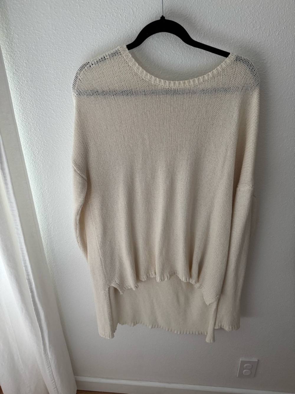 Eileen Fisher Cream Lightweight Crewneck Knit Sweater